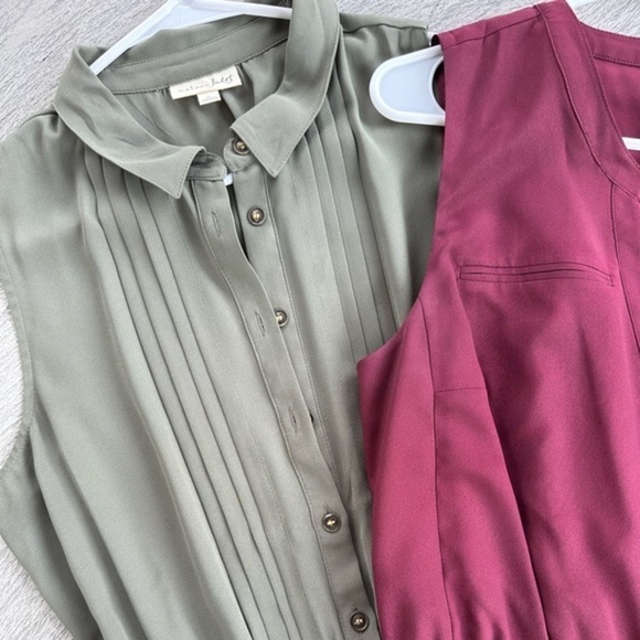 Maison Jules Brand (Set of Two) Green and Maroon Dresses Size Large - Picture 2 of 11